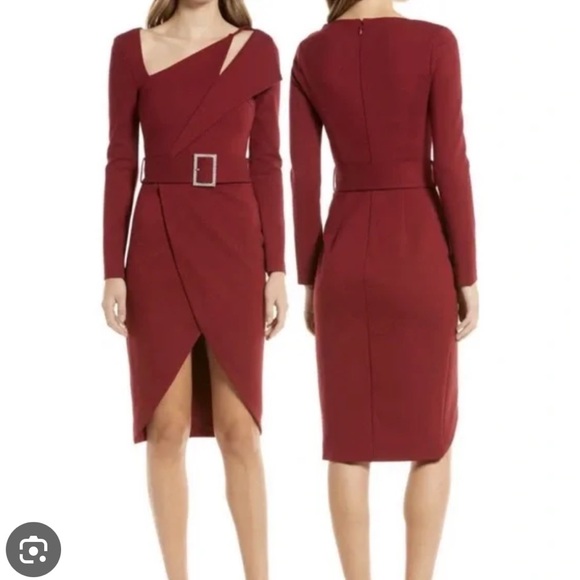 Lavish Alice Ponte Asymmetric Long-Sleeve Dress - Picture 3 of 5